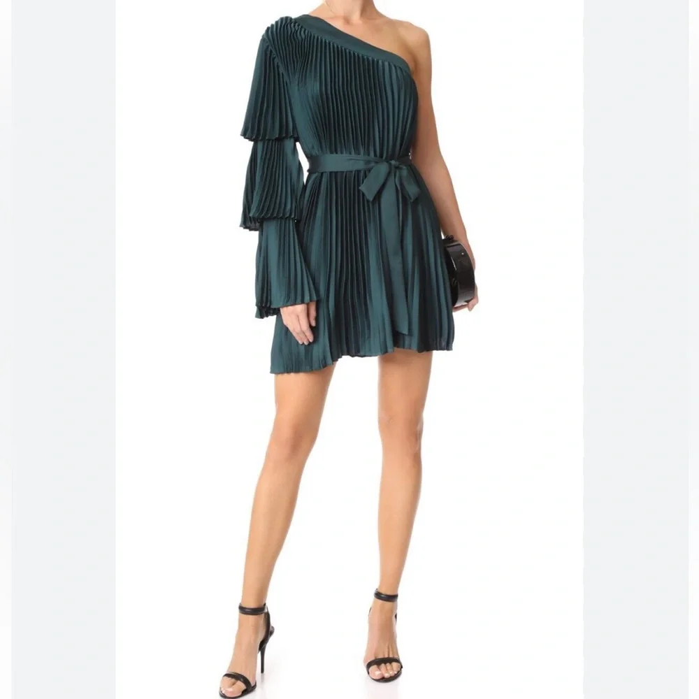 KEEPSAKE THE LABEL DEEP WATER MINI DRESS FOREST GREEN ONE SHOULDER SIZE S - Picture 1 of 3